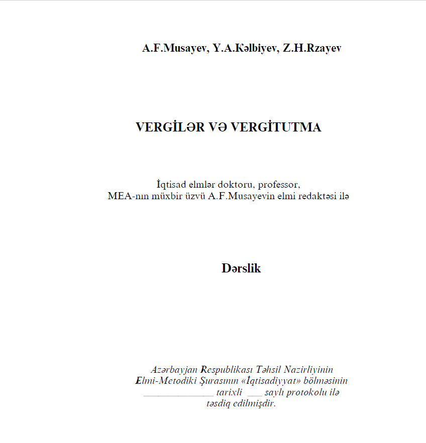 Cover of Vergilər və Vergitutma