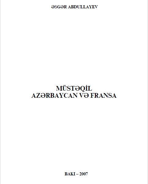 Cover of Müstəqil Azərbaycan və Fransa