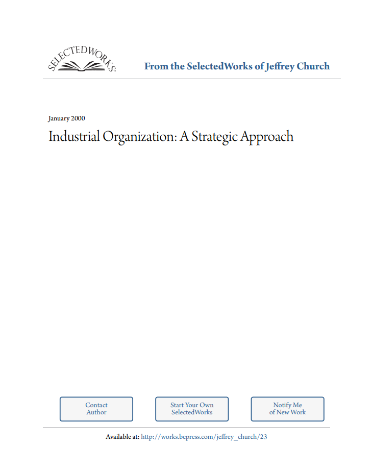 Cover of INDUSTRIAL ORGANIZATION: A Strategic Approach  