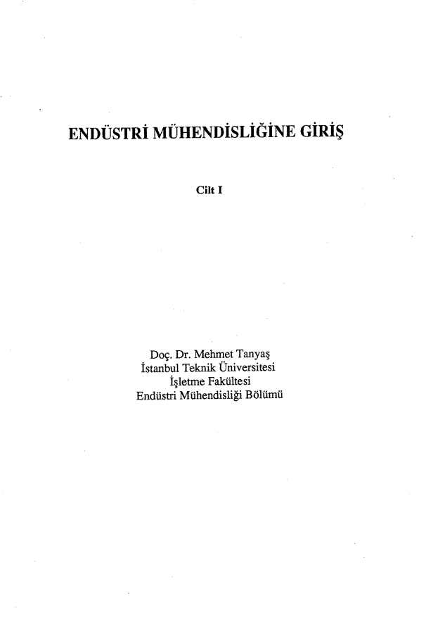 Cover of Endüstri mühendisliğine giriş