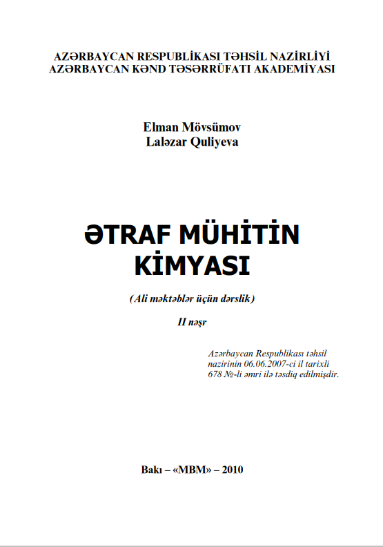 Cover of Ətraf mühitin kimyası