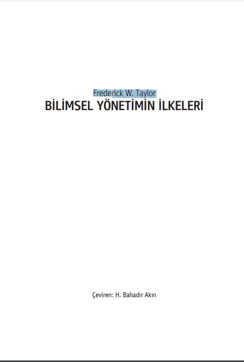 Cover of BİLİMSEL YÖNETİMİN İLKELERİ