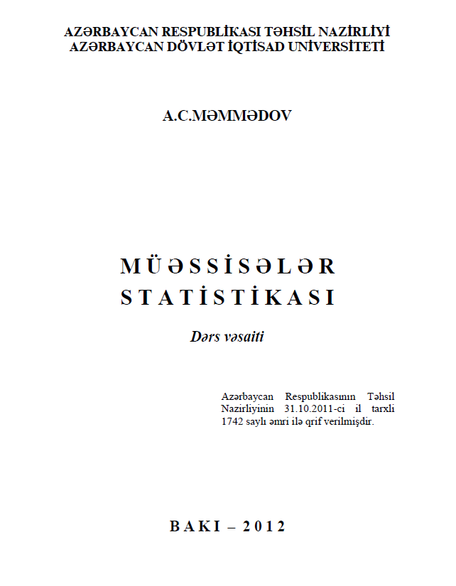 Cover of Müəssisələr statistikası