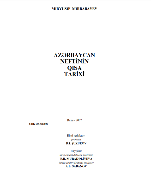 Cover of Azərbaycan neftinin qısa tarixi