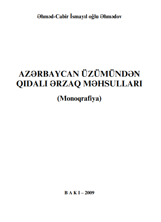 Cover of Azərbaycan üzümündən qidalı ərzaq məhsulları