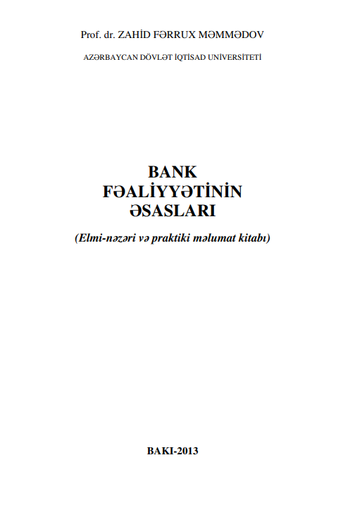 Cover of Bank fəaliyyətinin əsasları