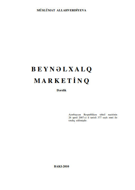 Cover of Beynəlxalq marketinq (M.A)