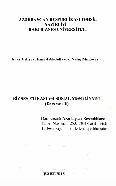 Cover of Biznes etikası və sosial məsuliyyət