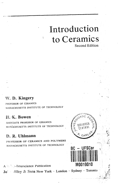 Cover of Introduction to Ceramics