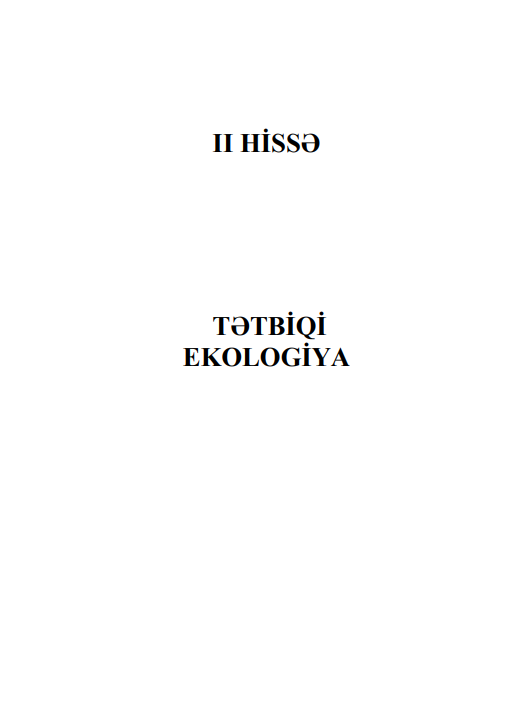 Cover of Ekologiya (II hissə-tətbiqi ekologiya)