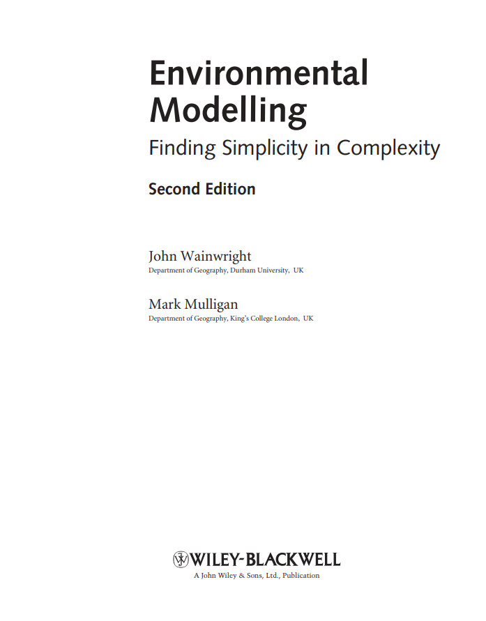 Cover of Environmental Modelling: Finding Simplicity in Complexity