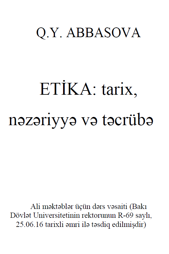 Cover of Etika: tarix, nəzəriyyə və təcrübə