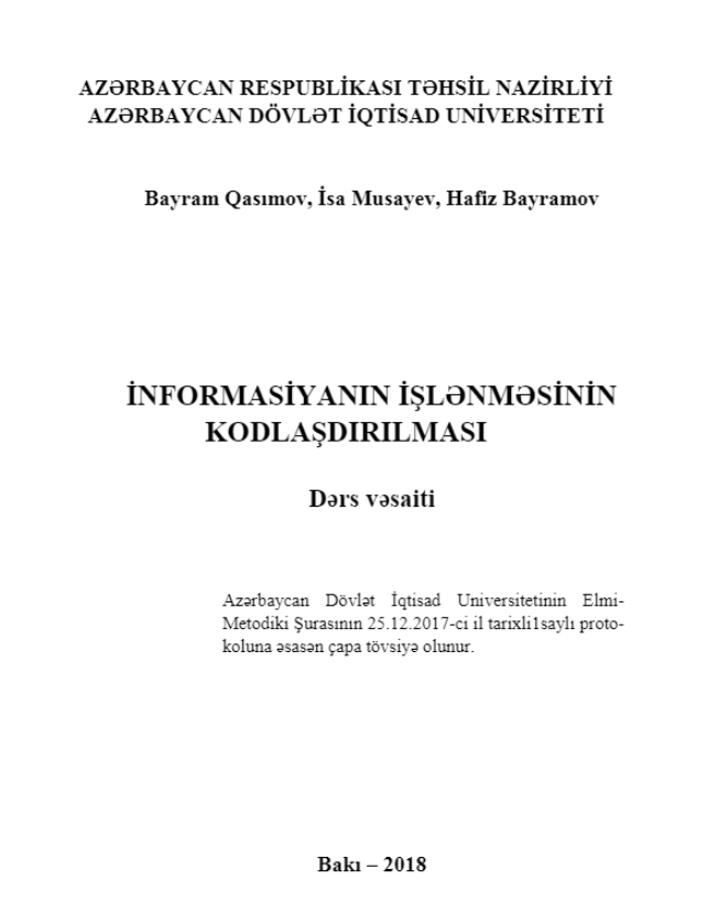 Cover of İnformasiyanın işlənməsinin kodlaşdırılması