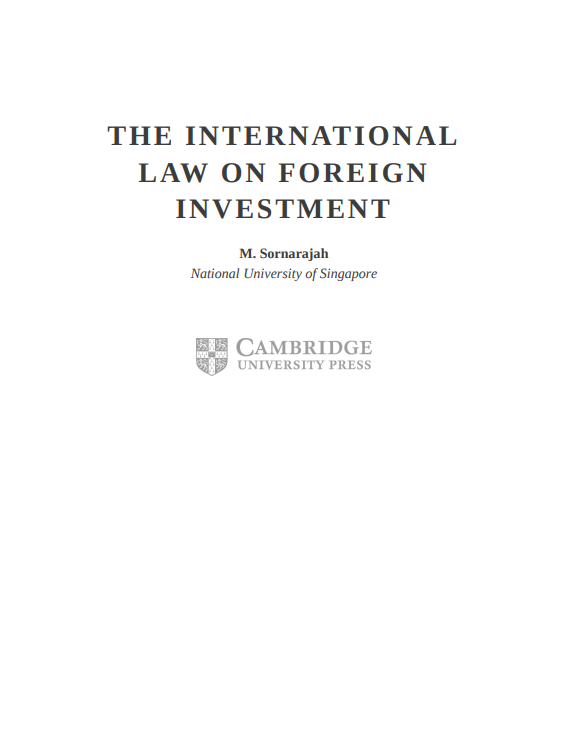 Cover of The International Law on Foreign Investment