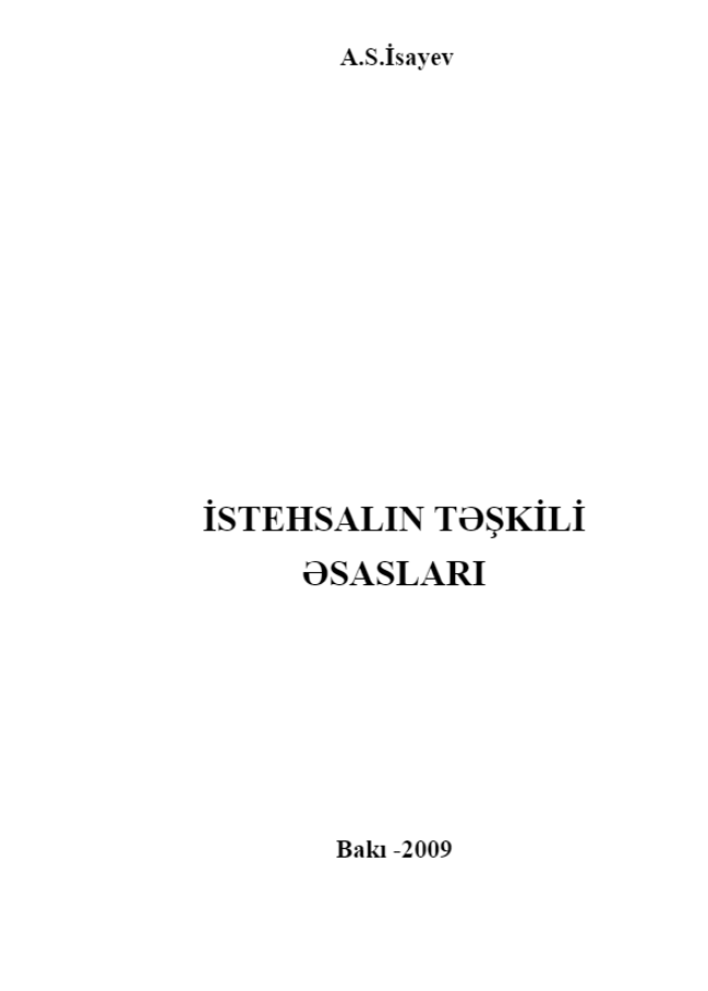 Cover of İstehsalın təşkili əsasları