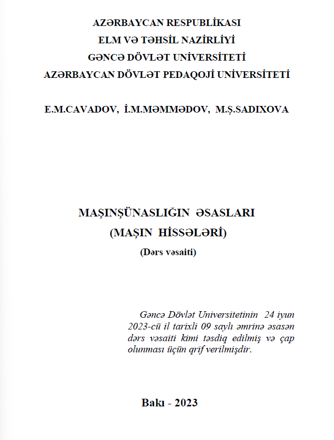 Cover of Maşınşünaslığın əsasları (maşın hissələri)