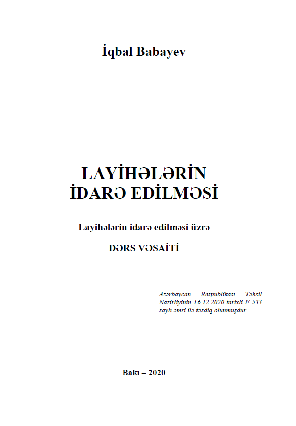 Cover of Layihələrin idarə edilməsi