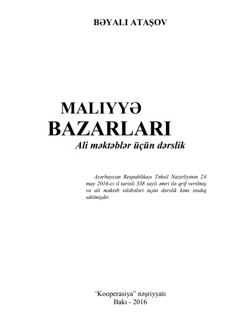 Cover of Maliyyə bazarları