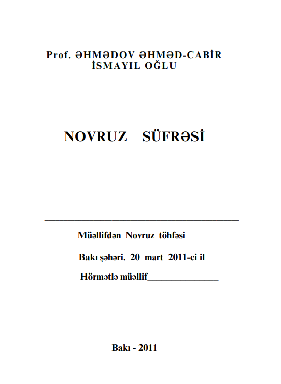 Cover of Novruz süfrəsi