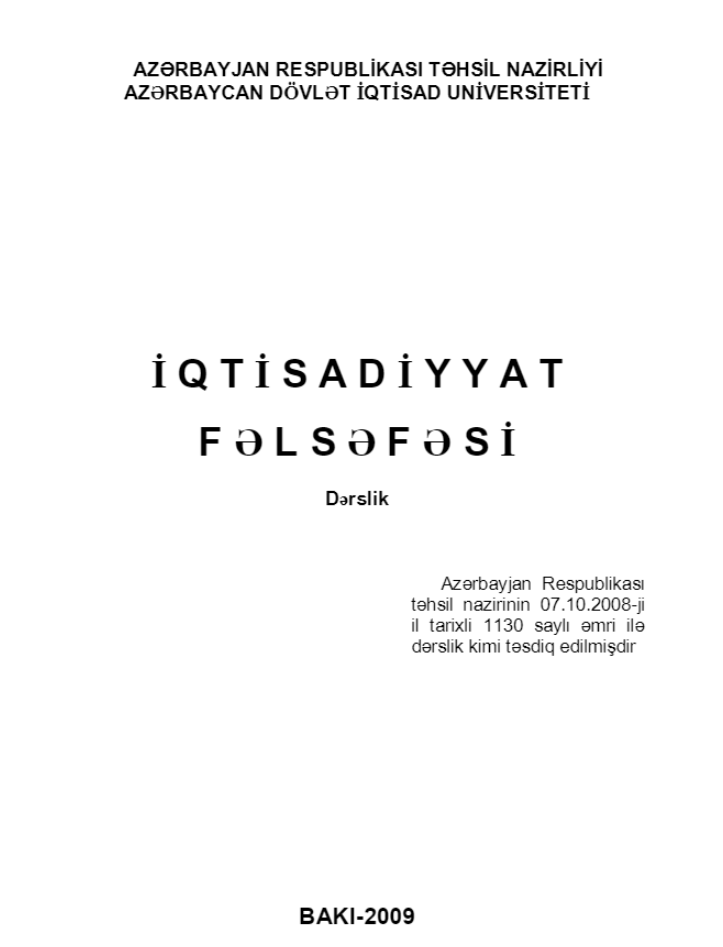 Cover of İqtisadiyyat fəlsəfəsi 