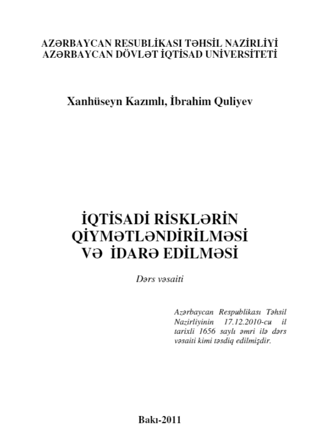 Cover of İqtisadi risklərin qiymətləndirilməsi və idarə edilməsi