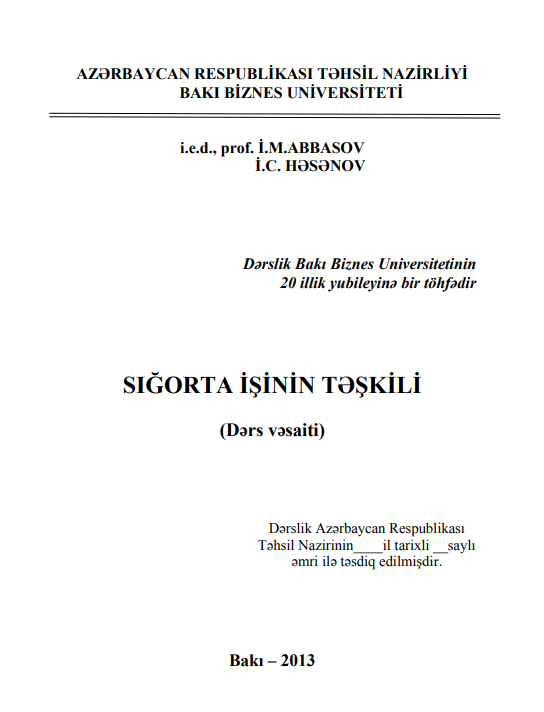 Cover of Sığorta işinin təşkili