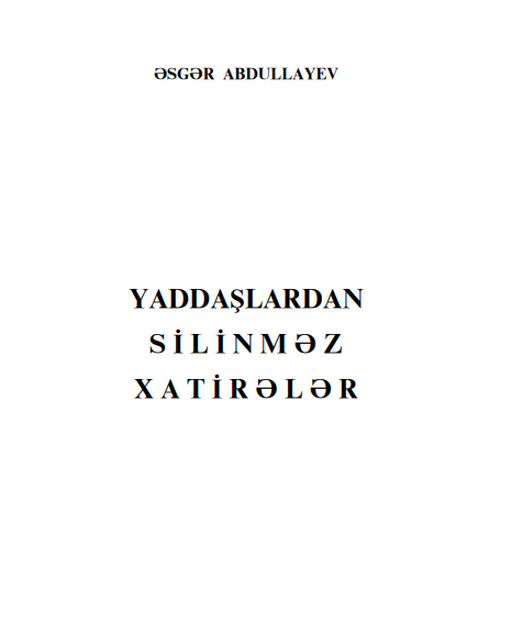 Cover of Yaddaşdan silinməz xatirələr